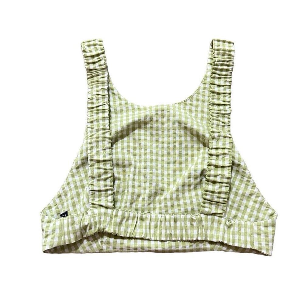 Zara green gingham cropped blouse size medium ￼ - Picture 2 of 3
